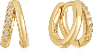 Golden Glow: Summer Double Bar Stack Earrings in Gold plated Sterling Silver