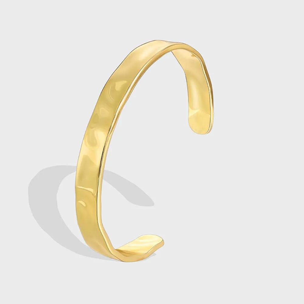 Gold/Silver Wide Hammered Textured Cuff Bangle Bracelets for Women