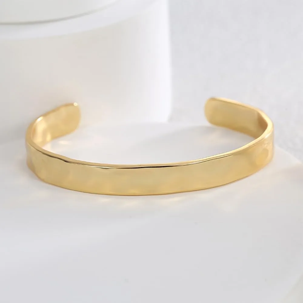 Gold/Silver Wide Hammered Textured Cuff Bangle Bracelets for Women