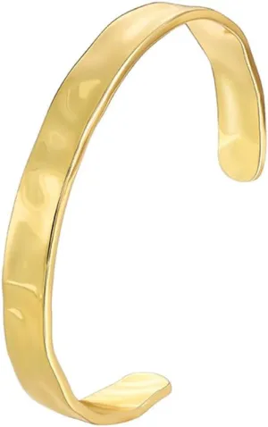 Gold/Silver Wide Hammered Textured Cuff Bangle Bracelets for Women