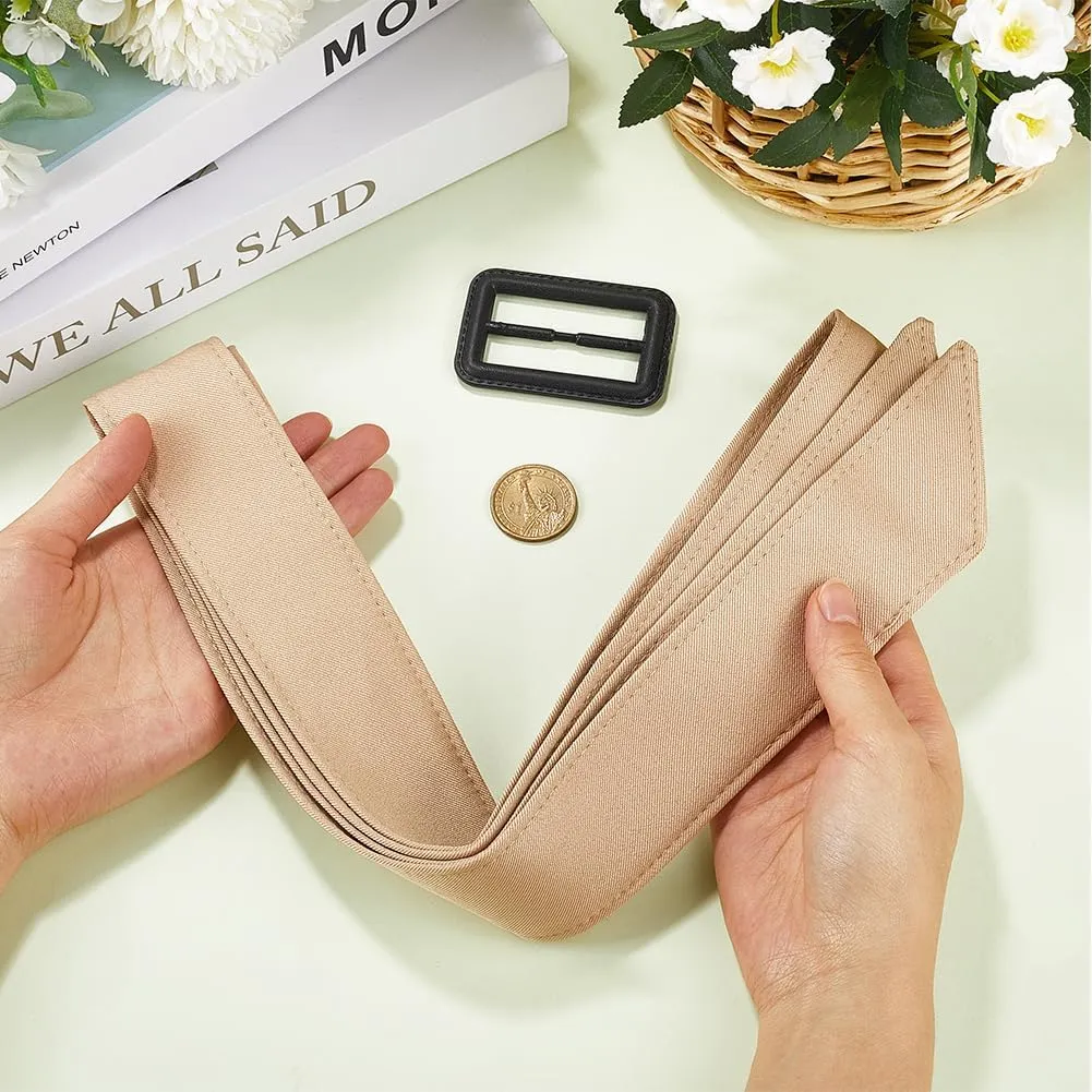 GORGECRAFT Women Adjustable Waist Belt Band Wide Buckle Trench Coat Waistband Wheat Polyester Wind Coat Replacement 67 Inch Tie Waist Belts for Robe Dress Shirt Pajamas Overcoat Jacket Windbreaker