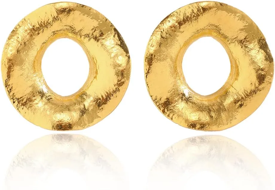 Gothic Punk Gold Silver Metal Big Stud Earrings Geometric Hollow Circle Drop Earrings Exaggeration Big Earrings Jewelry for Women