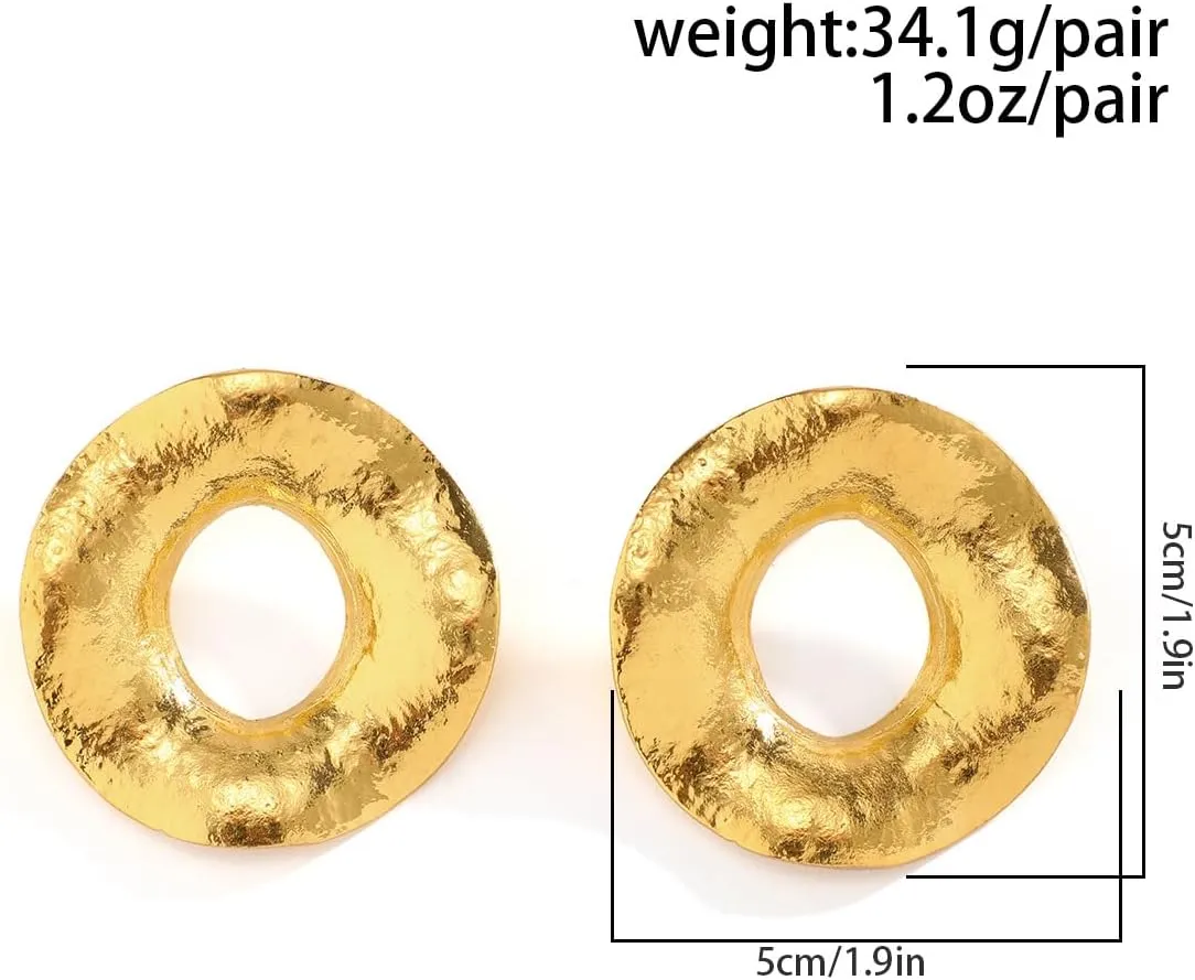 Gothic Punk Gold Silver Metal Big Stud Earrings Geometric Hollow Circle Drop Earrings Exaggeration Big Earrings Jewelry for Women