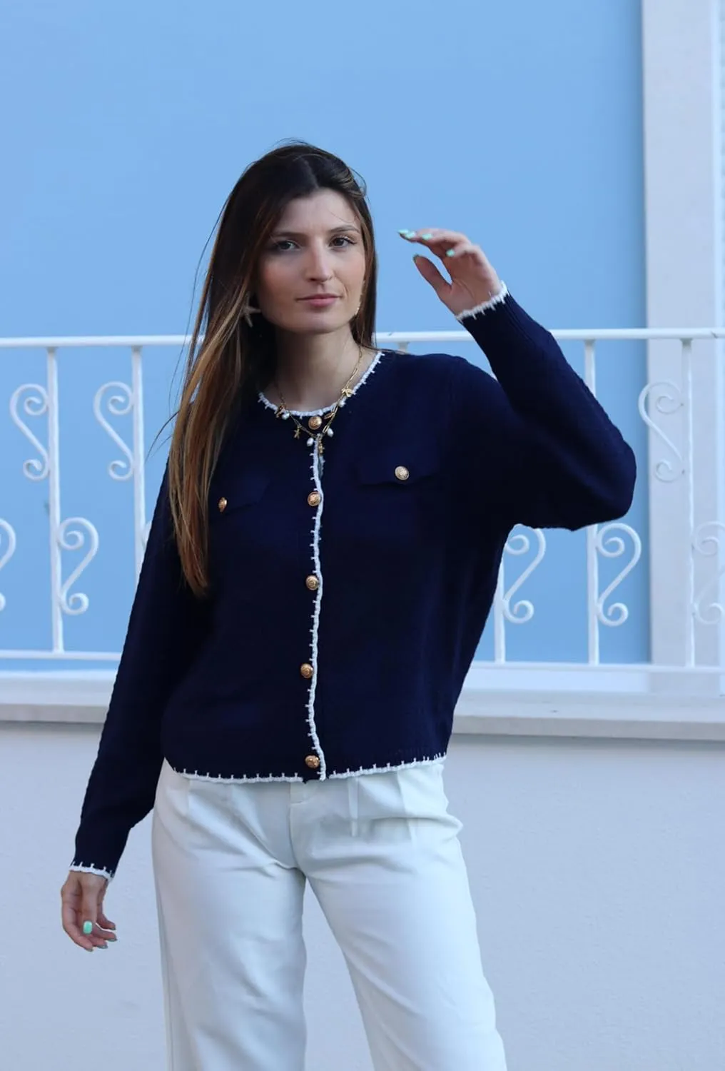 GRACE KARIN Women's Cardigans 2024 Button Down Knit Sweater Contrast Color Lightweight Lady Jackets Fall Outfits