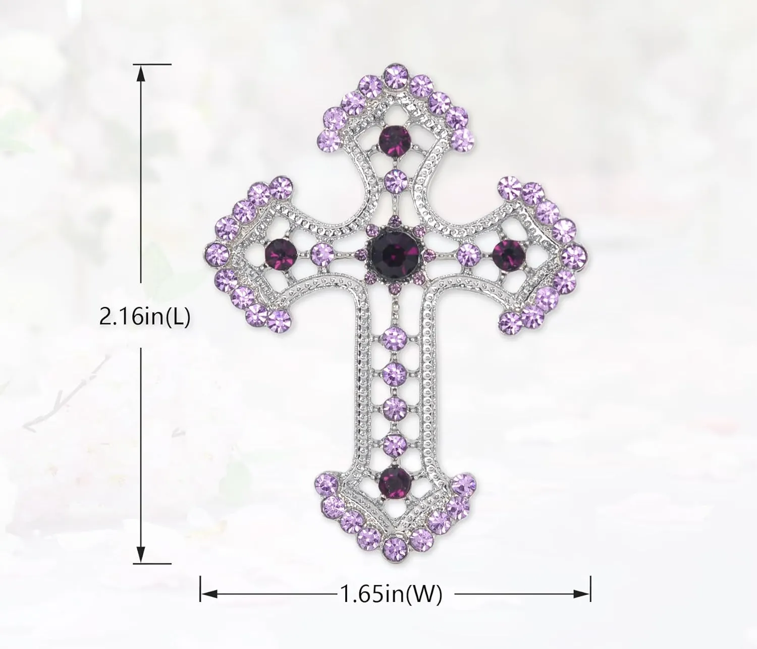 Gyn&Joy Sparkle Crystal Rhinestones Holy Cross Brooch Pin Jewelry For Women Men
