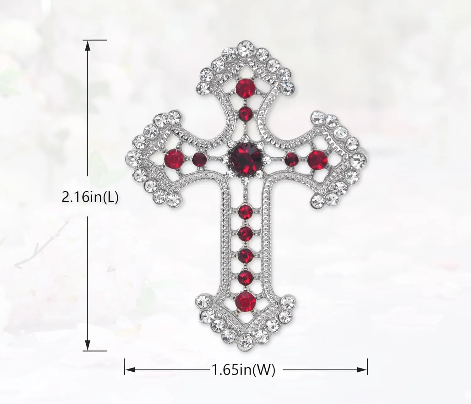 Gyn&Joy Sparkle Crystal Rhinestones Holy Cross Brooch Pin Jewelry For Women Men
