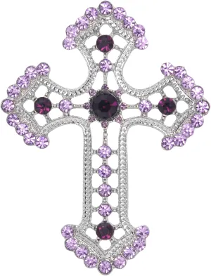 Gyn&Joy Sparkle Crystal Rhinestones Holy Cross Brooch Pin Jewelry For Women Men
