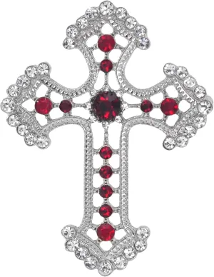 Gyn&Joy Sparkle Crystal Rhinestones Holy Cross Brooch Pin Jewelry For Women Men