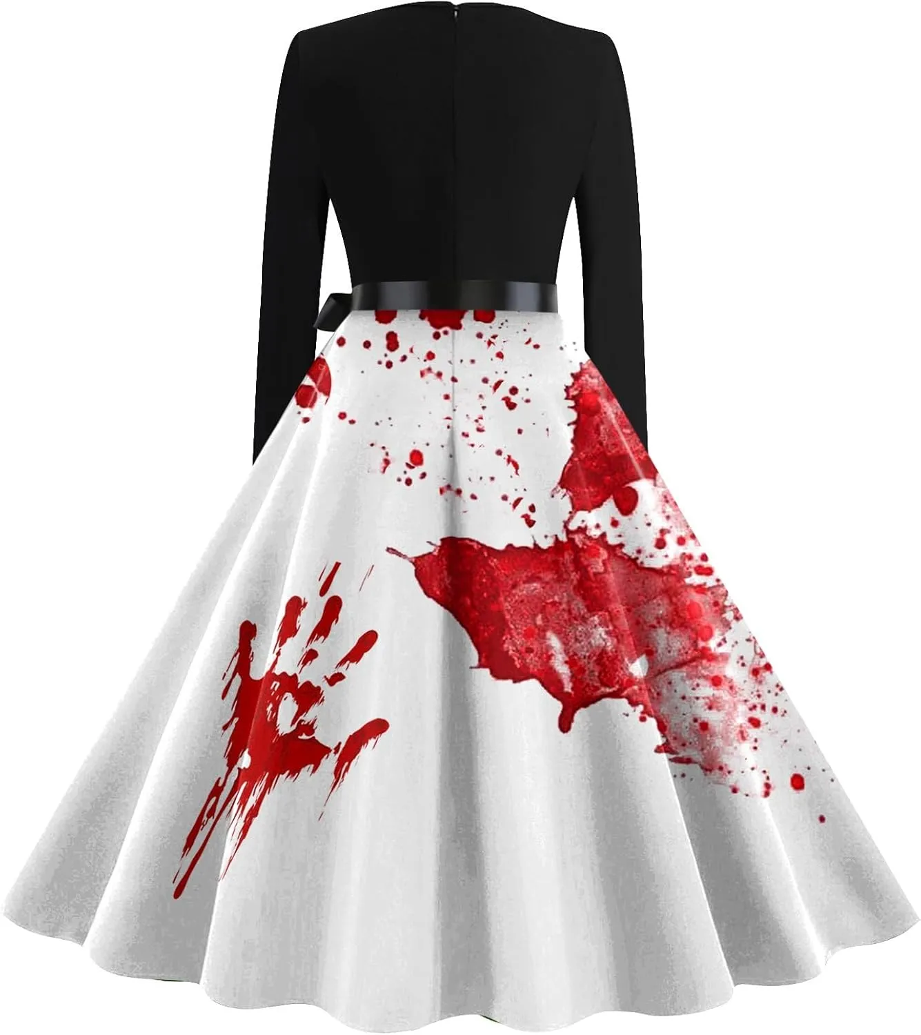 Halloween Dresses for Women Long Sleeve V Neck Plus Size Dress 1950s Cocktail Wrap Costumes