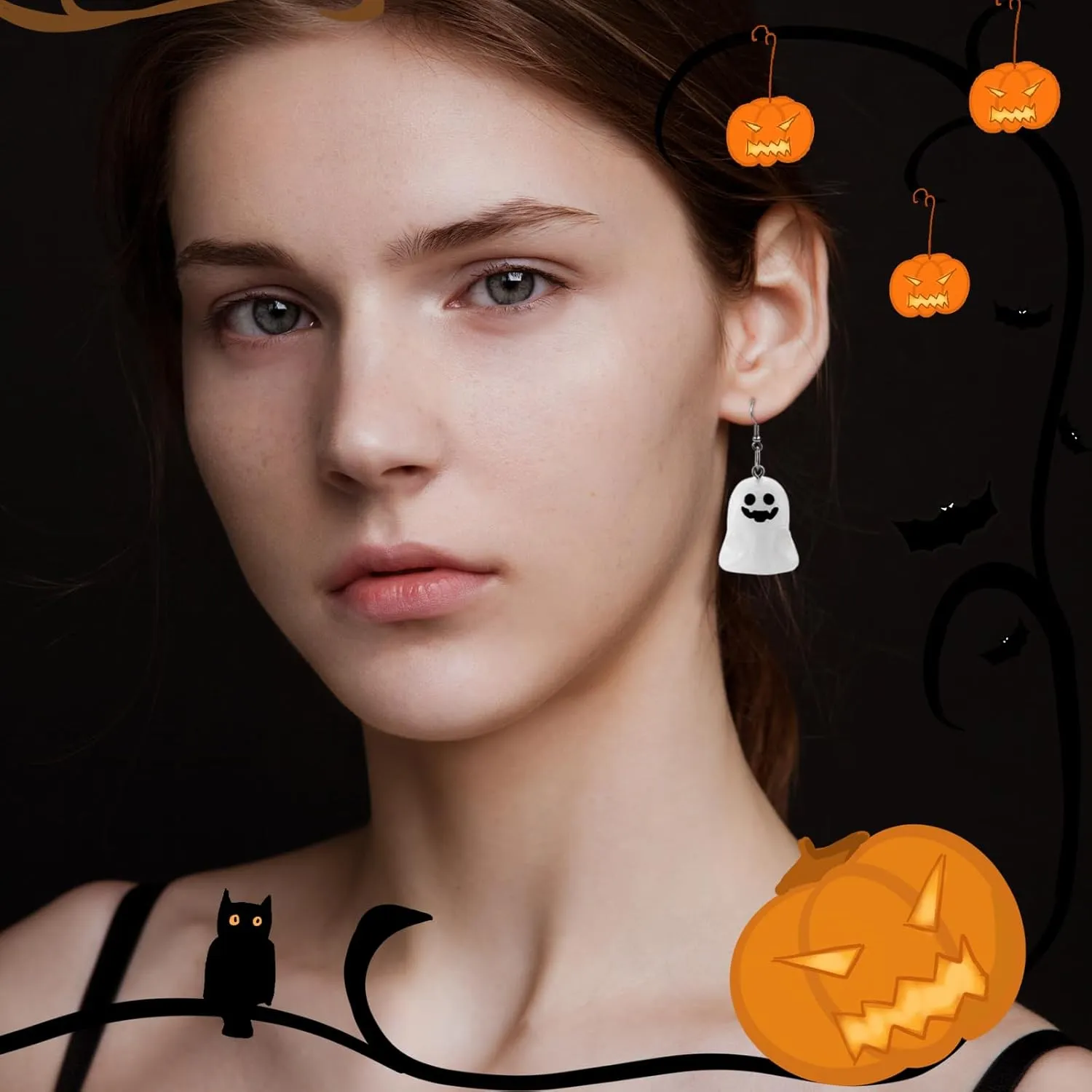 Halloween Ghost Earrings for Women Cute Cartoon Ghost Glow in the Dark Earrings Ghost Drop Dangle Earring Party Prom Cosplay Halloween Jewelry