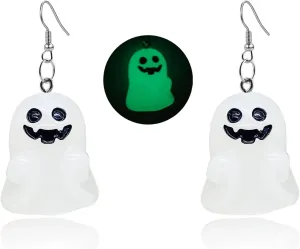 Halloween Ghost Earrings for Women Cute Cartoon Ghost Glow in the Dark Earrings Ghost Drop Dangle Earring Party Prom Cosplay Halloween Jewelry