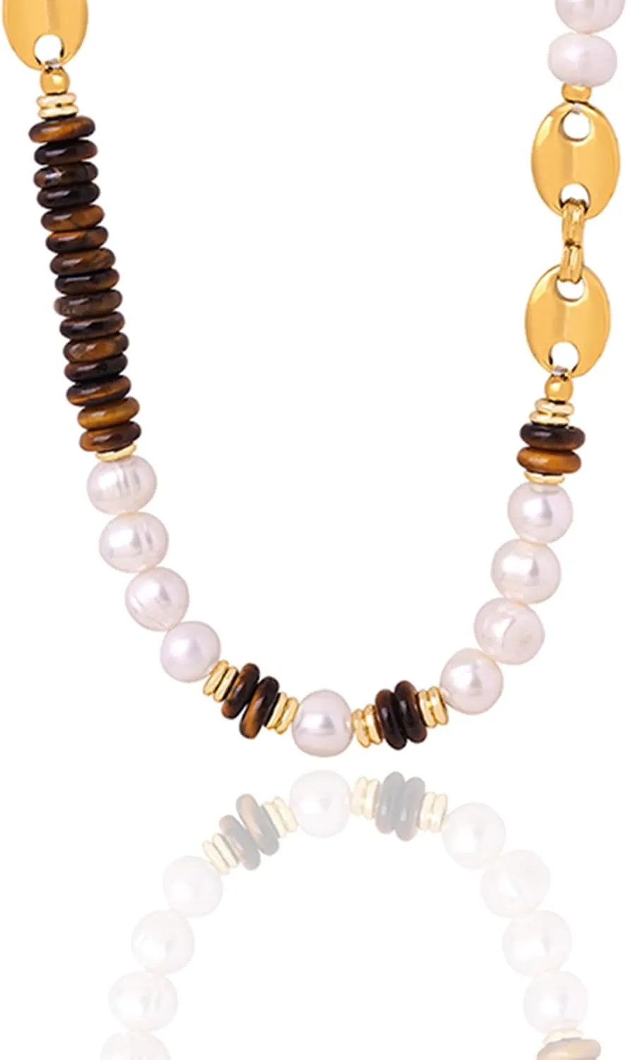 Handmade Natural Gemstone Beaded Necklaces,18K Gold Plated Necklace for Women