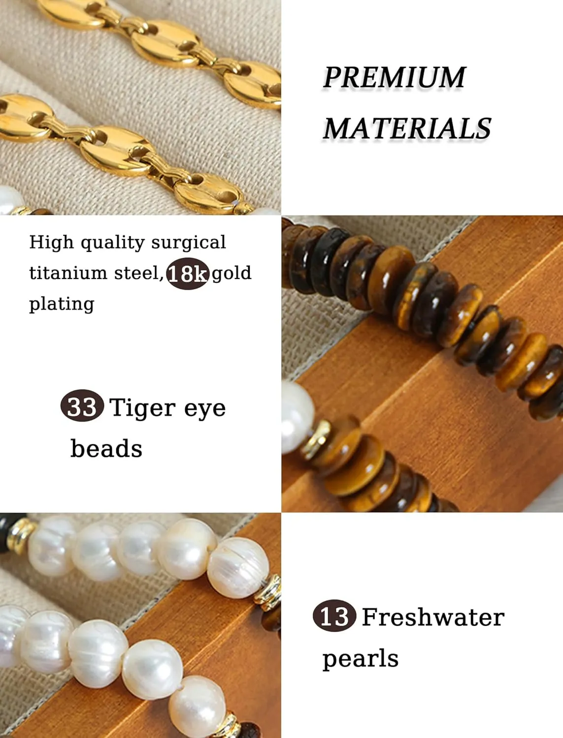 Handmade Natural Gemstone Beaded Necklaces,18K Gold Plated Necklace for Women