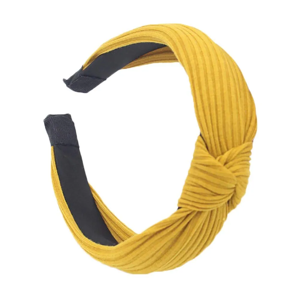 Headbands for Women Girls Bow Knotted Turban Headbands Hair Hoops Headpiece For Daily (Yellow, One Size)