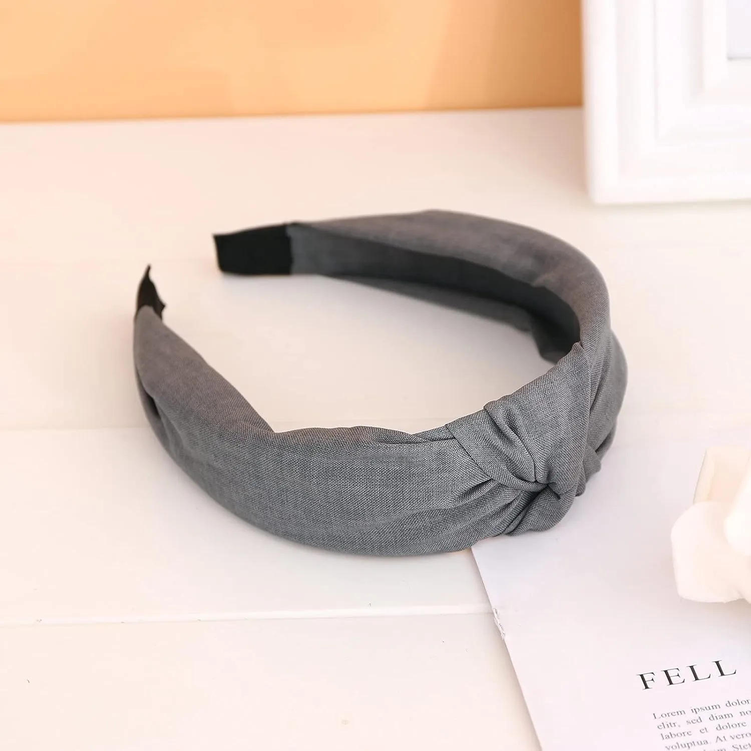 Headbands for Women Girls Knotted Headbands Non Slip Boho Hair Hoop Headpiece For Daily (Grey, One Size)