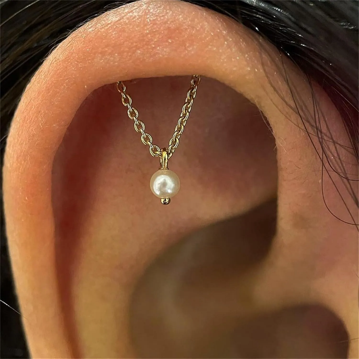 Helix Earrings for Women Flat Back Earrings Hidden Helix Earring Dangle Tassel Chain Earring 2Pcs Cartilage Studs Silver Jewelry Gift