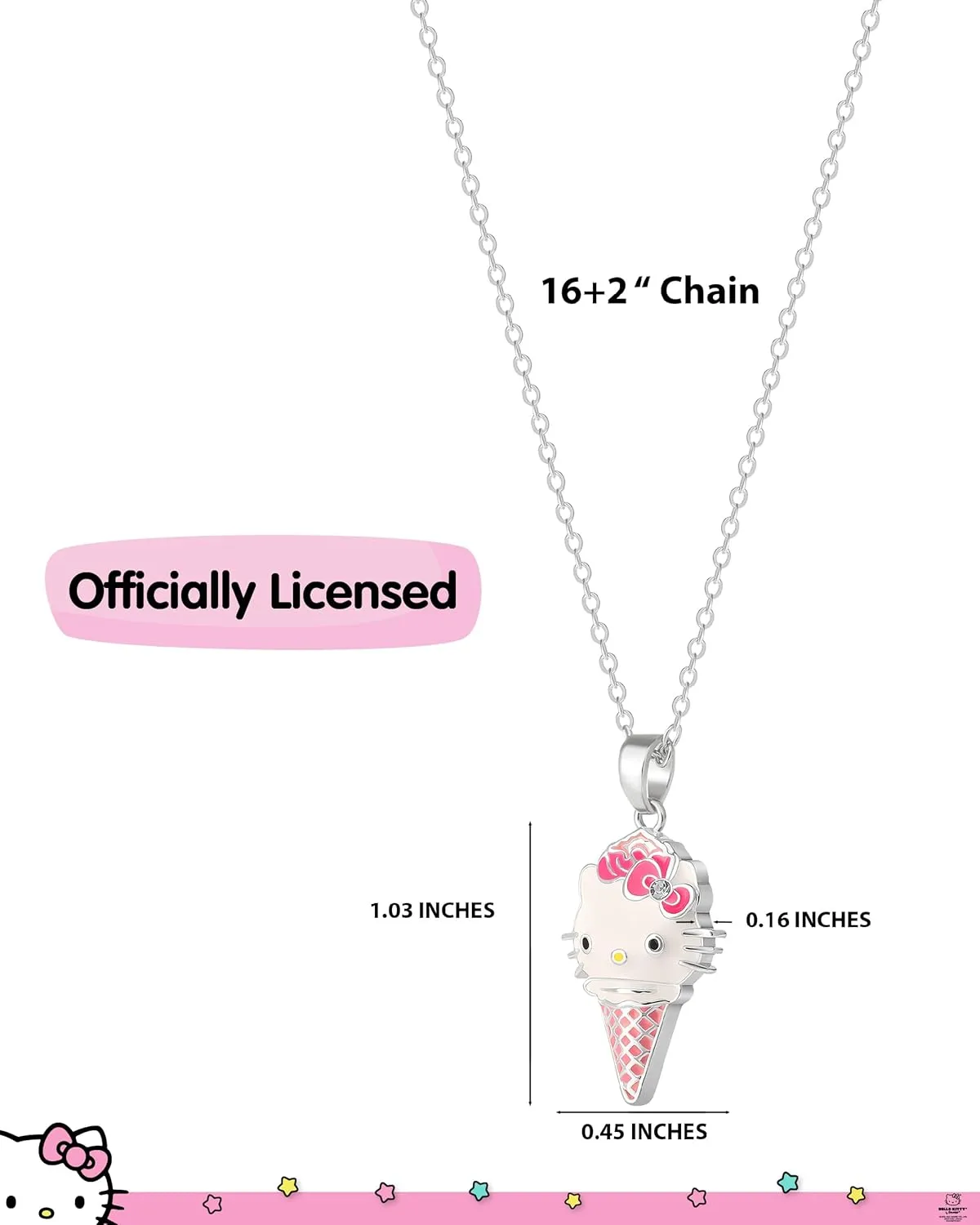 Hello Kitty Sanrio Women's Necklace Collection  18 Flash-Plated Pendant Necklaces with Enamel and Crystal Designs, Officially Licensed