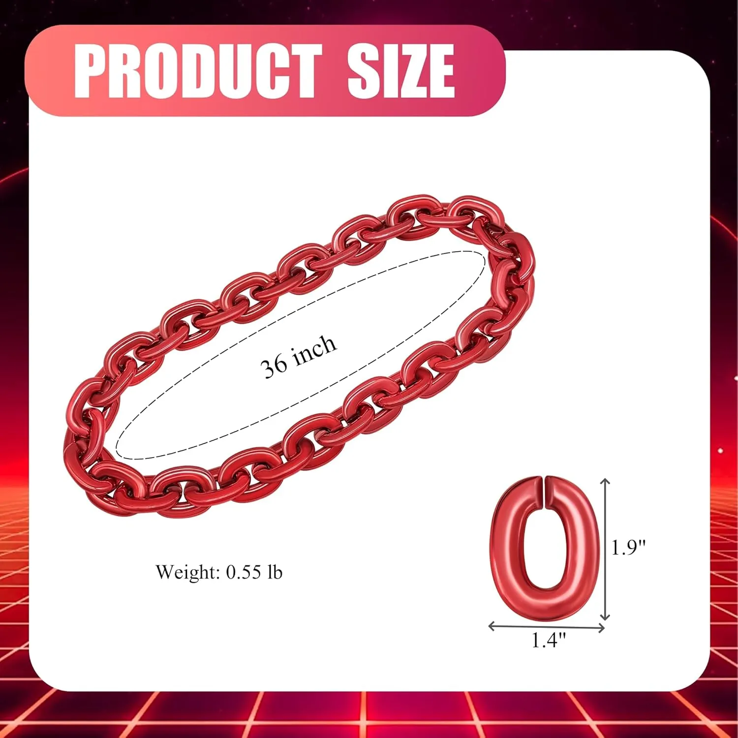 Hip Hop Rapper Big Fake Gold Chain, Thick Punk Chunky Large Plastic Chain Necklace, Non-Fading Adjustable Chains for Mens and Womens