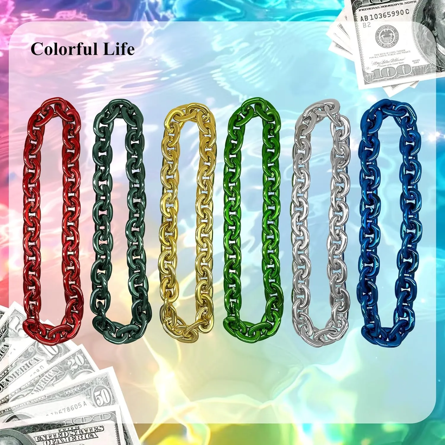 Hip Hop Rapper Big Fake Gold Chain, Thick Punk Chunky Large Plastic Chain Necklace, Non-Fading Adjustable Chains for Mens and Womens