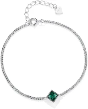 Hofar Emerald Green Bracelet Adjustable Bangle Valentine's Day Mother's Day Gifts Platinum Plated Jewelry Gifts for Women