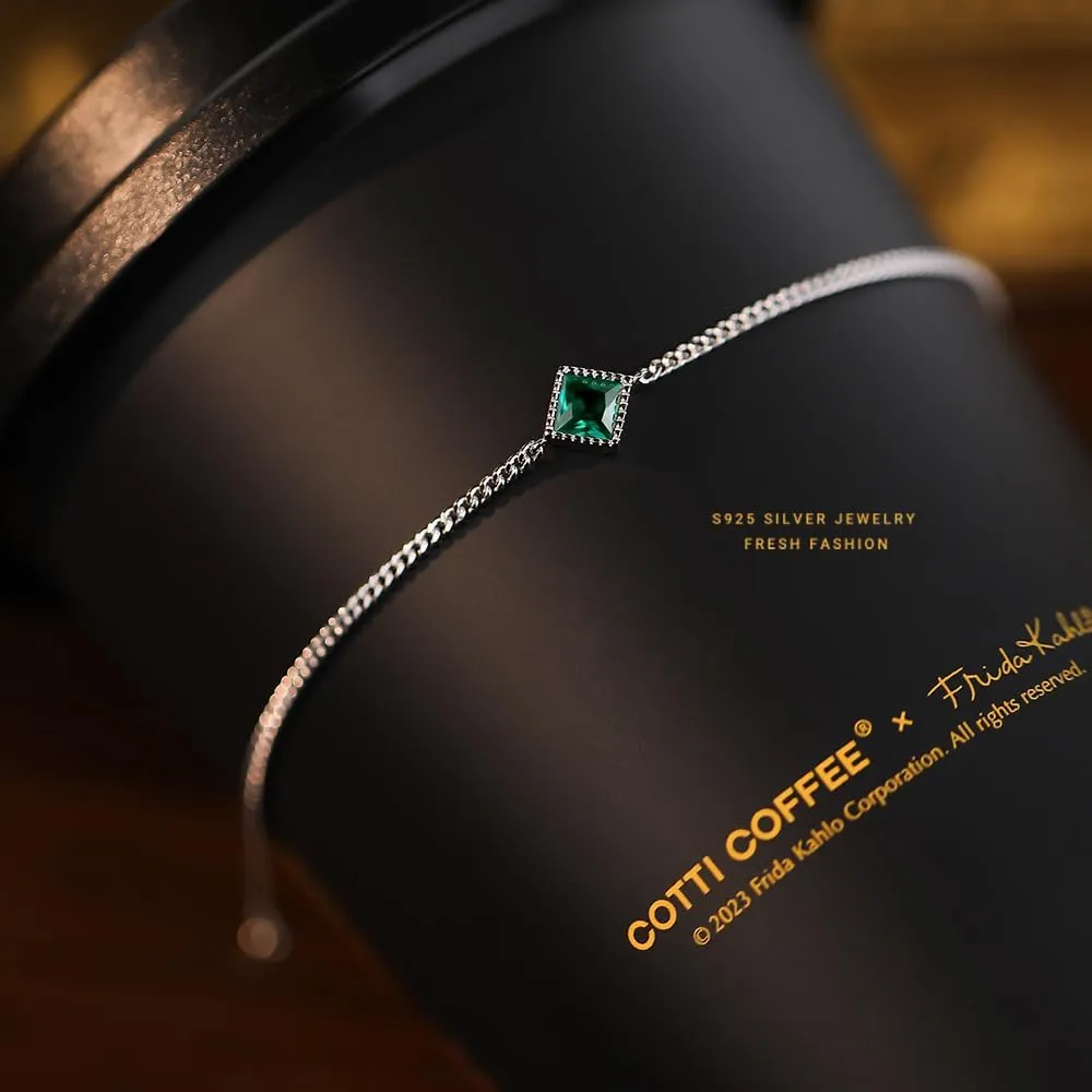 Hofar Emerald Green Bracelet Adjustable Bangle Valentine's Day Mother's Day Gifts Platinum Plated Jewelry Gifts for Women