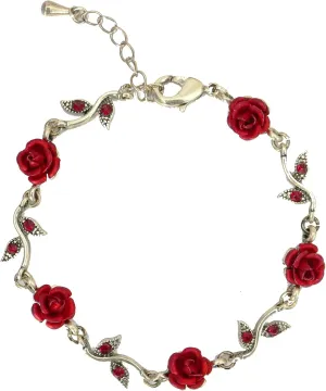 Hofar Rose Bracelet Adjustable Bangle Valentine's Day Mother's Day Gift 18K Gold Platinum Plated Jewelry Gift for Women