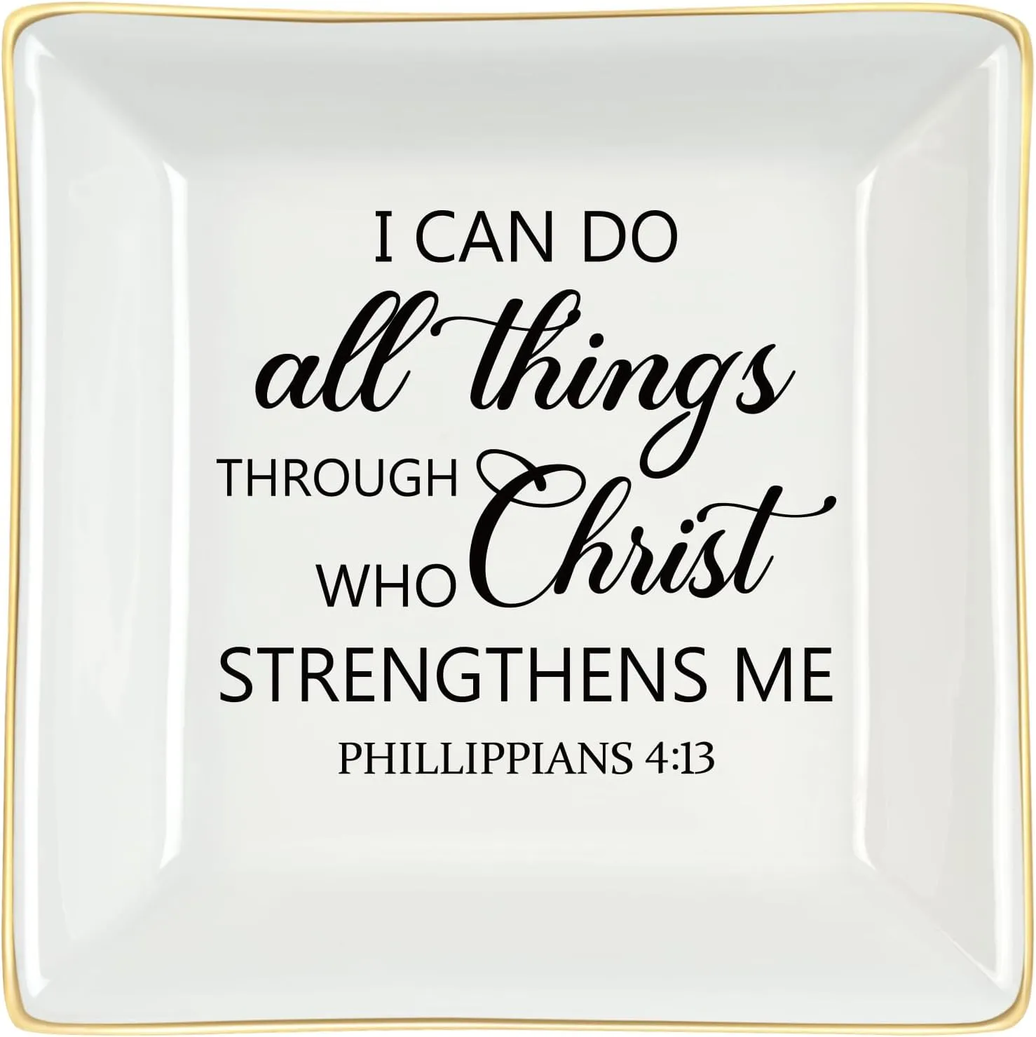 Homlouue Christian Gifts: Religious Christmas & Birthday Gifts for Women Friends - Inspirational Motivational 'I Can Do All Things' Christian Jewelry Tray Ring Dish