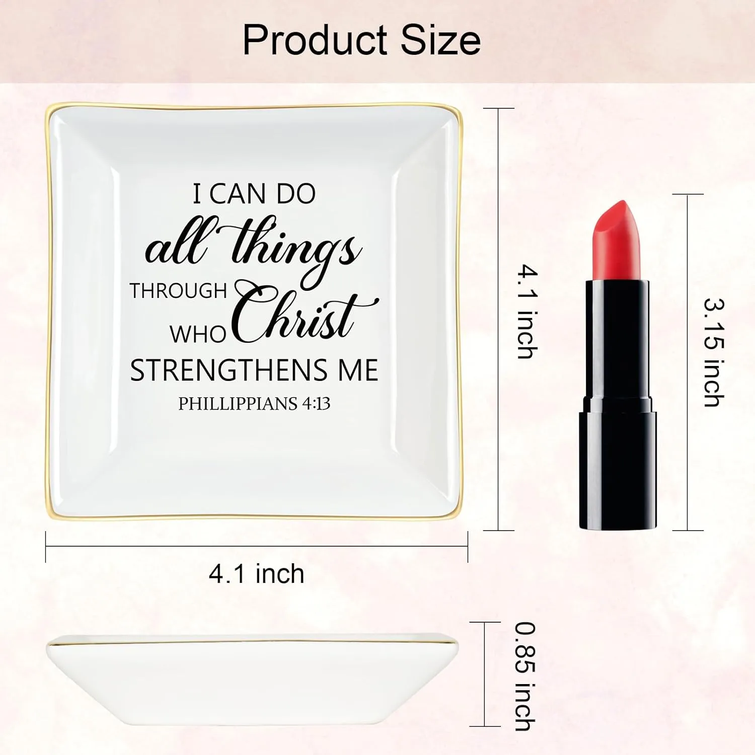 Homlouue Christian Gifts: Religious Christmas & Birthday Gifts for Women Friends - Inspirational Motivational 'I Can Do All Things' Christian Jewelry Tray Ring Dish