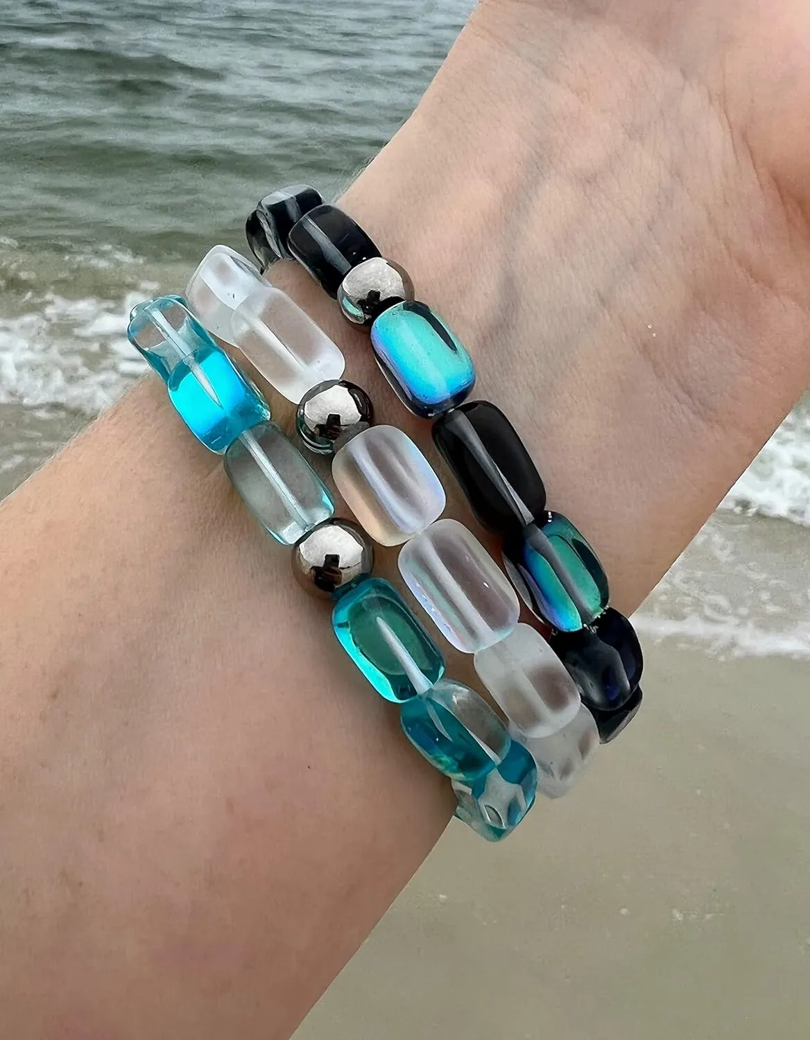 HOPE INSPIRED Mermaid Glass Bracelet with Pebble Shaped Illuminating Beads