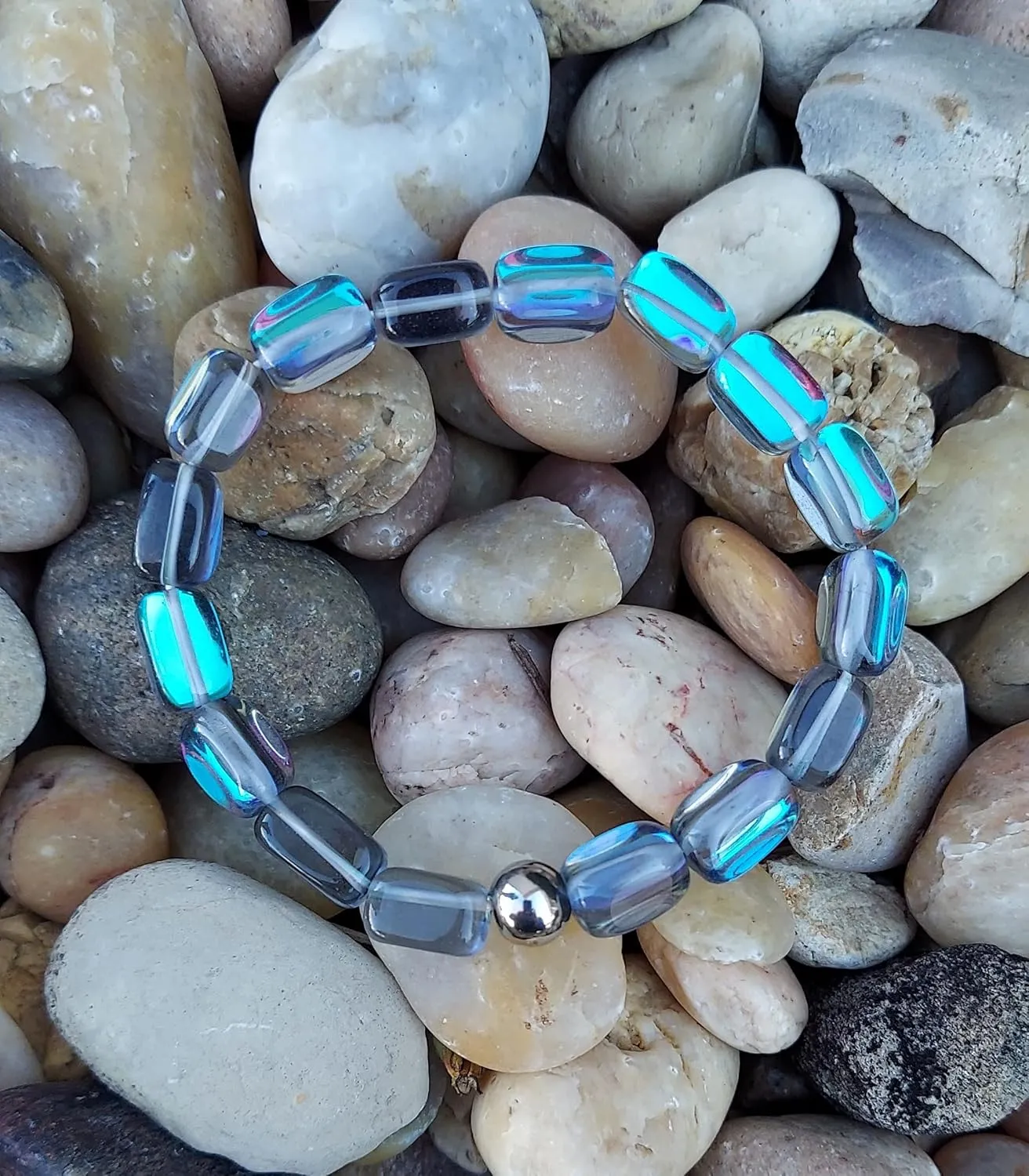 HOPE INSPIRED Mermaid Glass Bracelet with Pebble Shaped Illuminating Beads