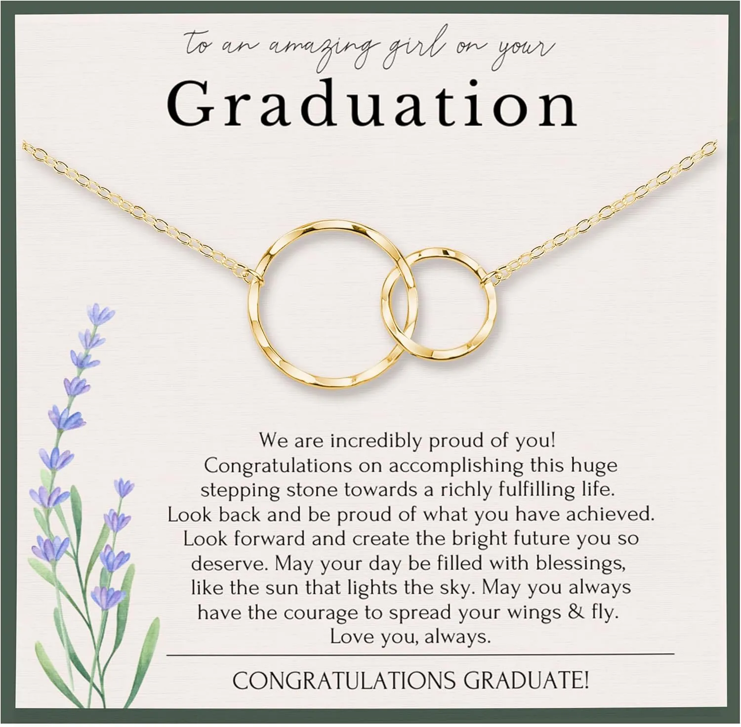 HOPE LOVE SHINE Graduation Gifts for Her - High School Graduation Gifts for Women - Graduation Necklace Sterling Silver Gold 16 2"