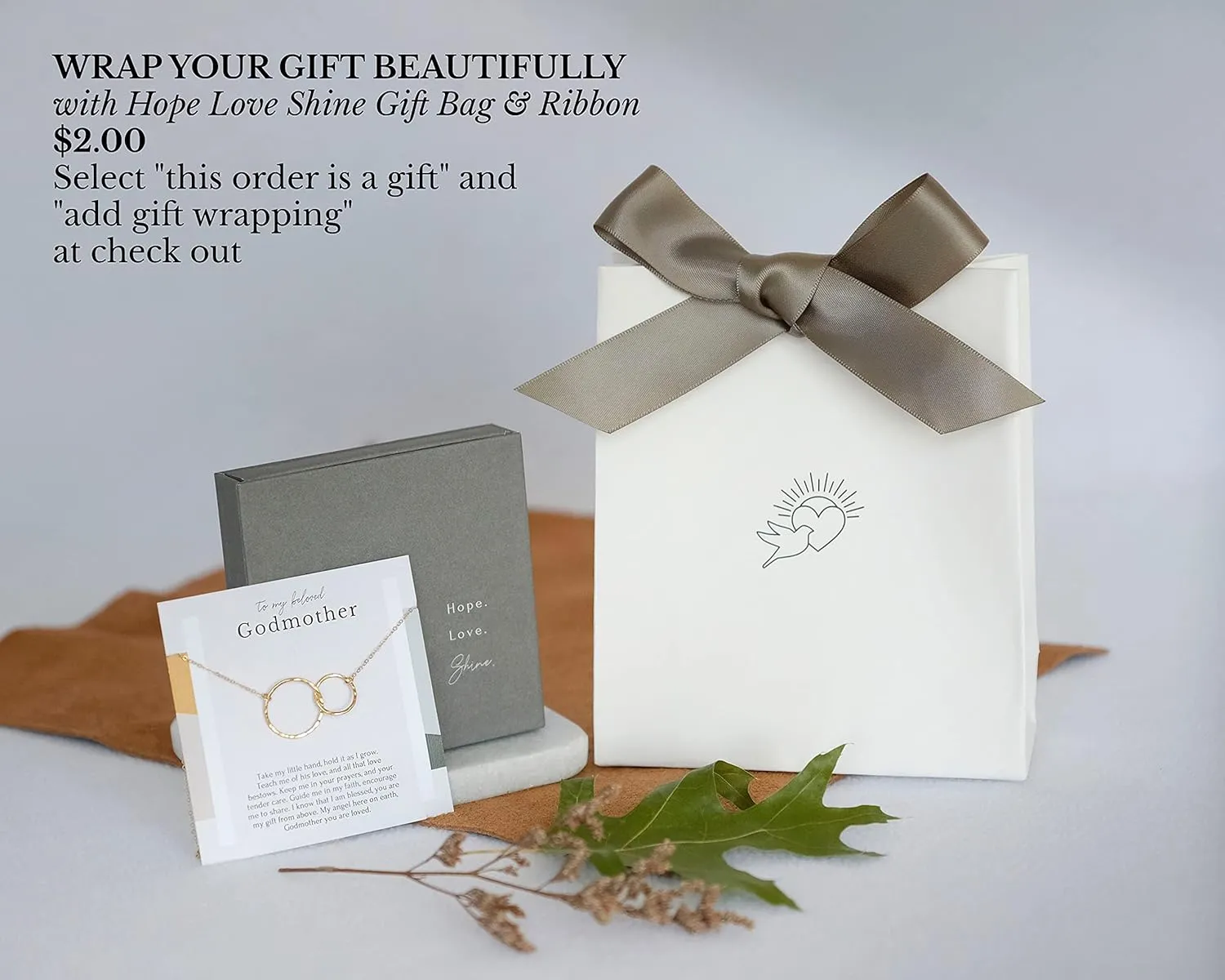 HOPE LOVE SHINE Mom Gift from Daughter - Sentimental, Meaningful Mother and Daughter Necklace, Jewelry, 14k Gold Plated Sterling Silver
