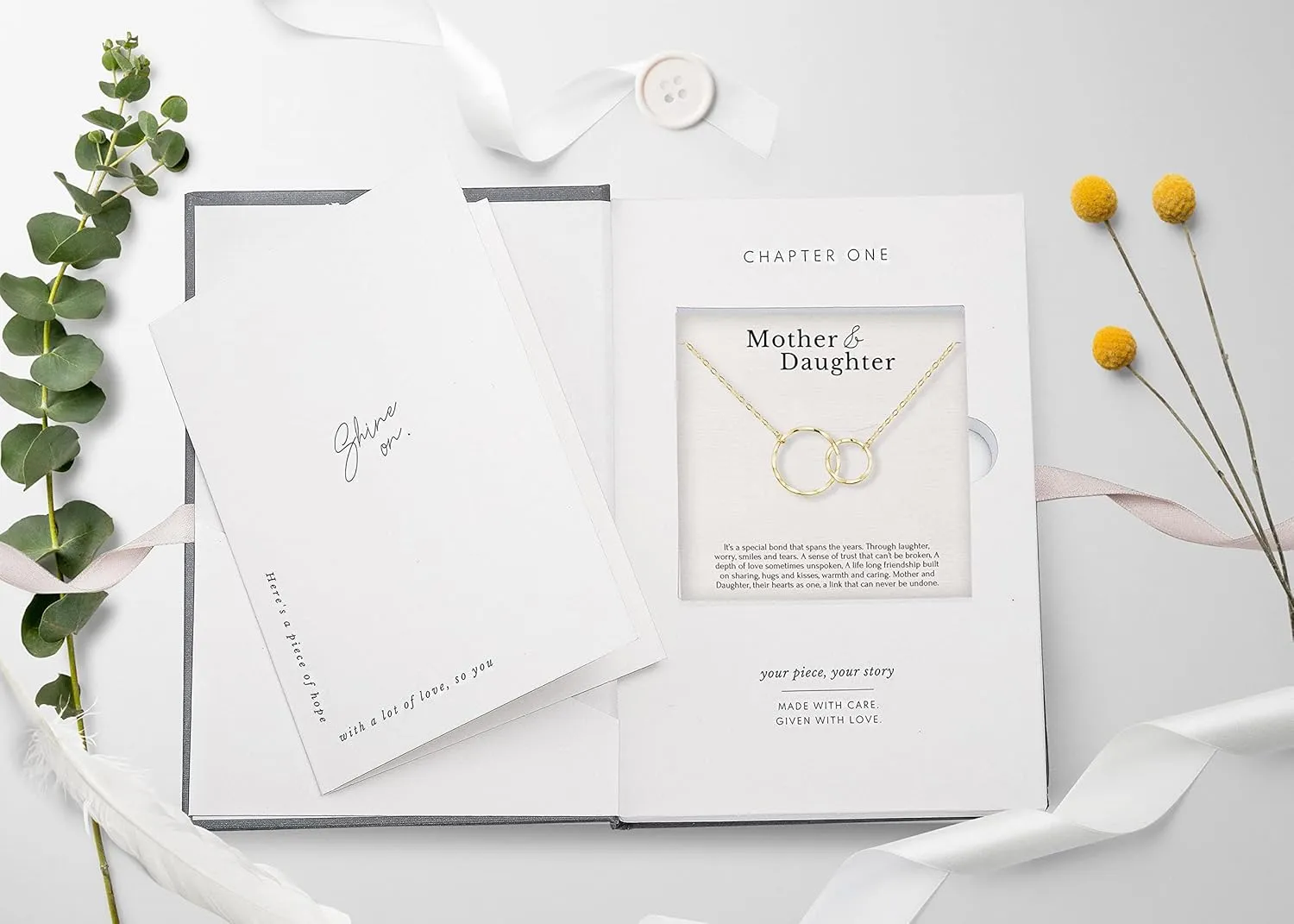 HOPE LOVE SHINE Mom Gift from Daughter - Sentimental, Meaningful Mother and Daughter Necklace, Jewelry, 14k Gold Plated Sterling Silver
