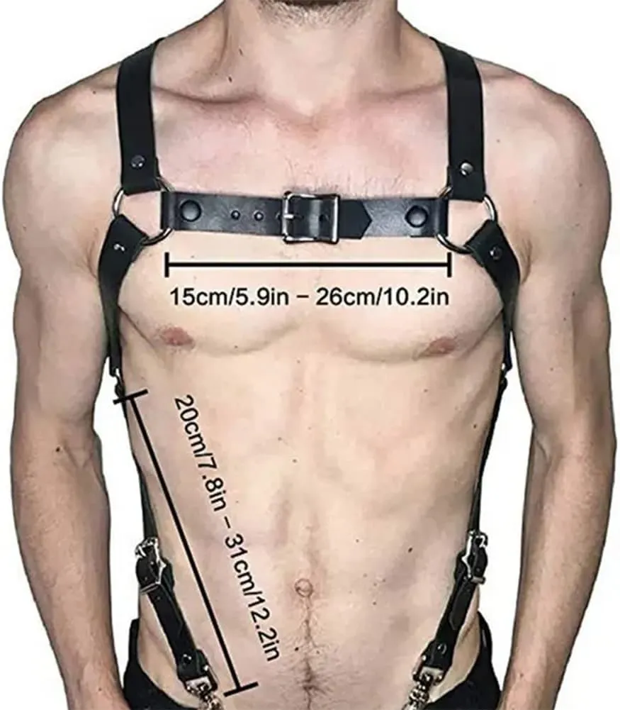 HSQSMWJ Black Pu Leather Male Chest Bondage Body Harness Mens Sexy Belt