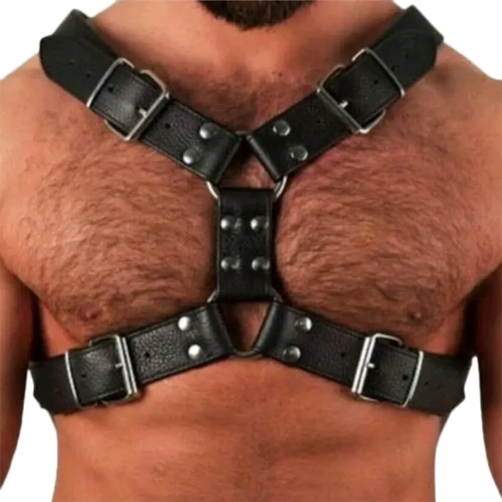 HSQSMWJ Body Harness Bundle Leather Men Adjustable Punk Belt Shoulder Straps