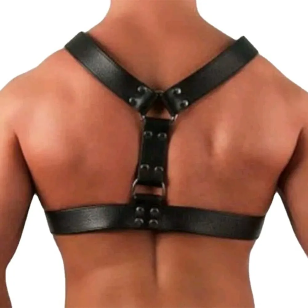 HSQSMWJ Body Harness Bundle Leather Men Adjustable Punk Belt Shoulder Straps