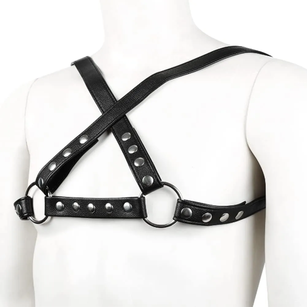 HSQSMWJ Harness for Man Adjustable Leather Body Chest Half Punk Belt