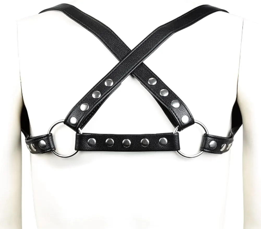 HSQSMWJ Harness for Man Adjustable Leather Body Chest Half Punk Belt
