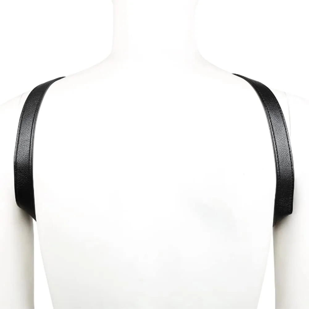 HSQSMWJ Harness for Man Adjustable Leather Body Chest Half Punk Belt