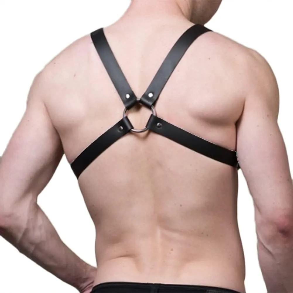 HSQSMWJ Men Half Body Chest Belt Adjustable Faux Leather Belts Harness Buckle Strap Club Wear Costume