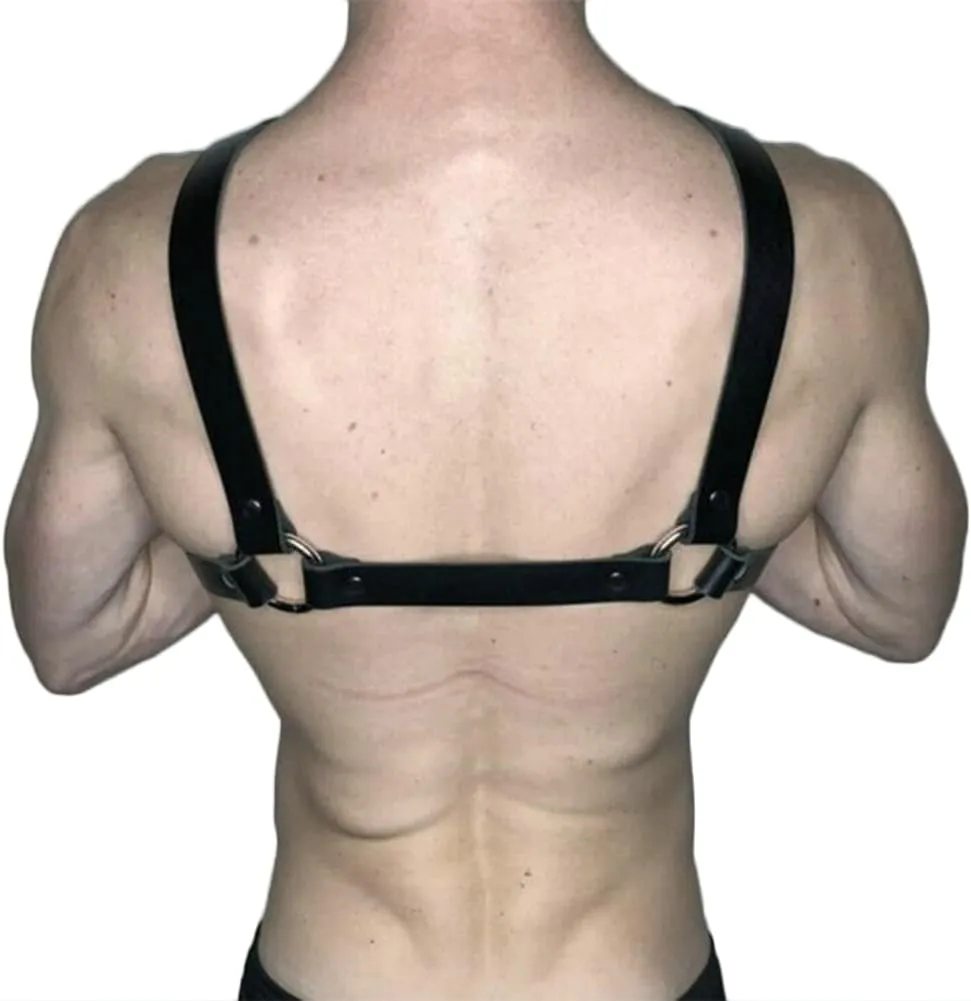 HSQSMWJ Men Harness Body Chest PU Leather Sexy Punk Belt Adjustable Buckle Gay