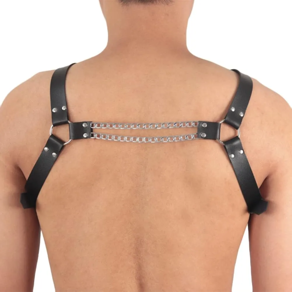 HSQSMWJ Men Leather Chest Body Harness Strap Belts Adjustable Clubwear Costume Props for Party Club Cosplay