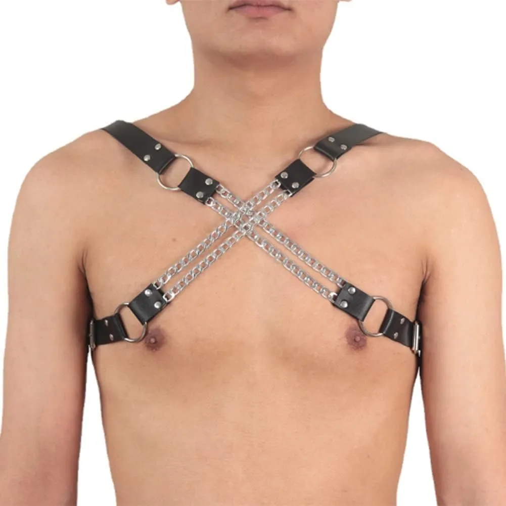 HSQSMWJ Men Leather Chest Body Harness Strap Belts Adjustable Clubwear Costume Props for Party Club Cosplay
