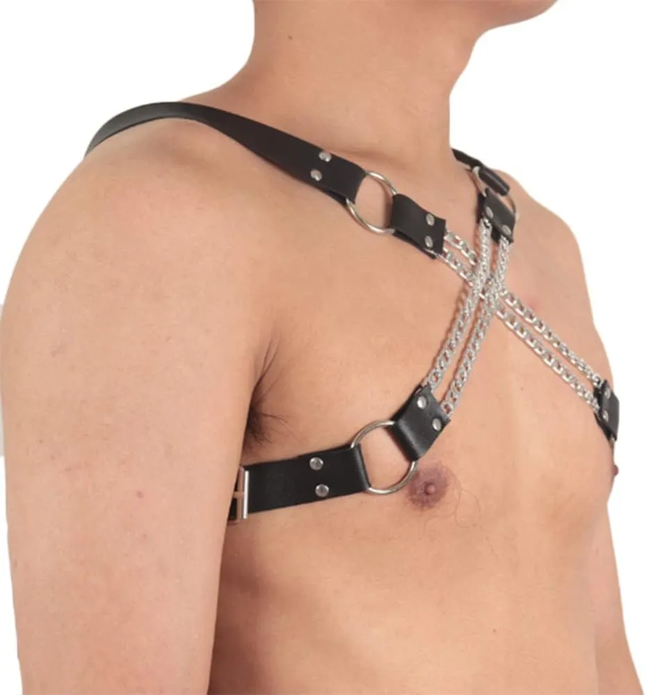 HSQSMWJ Men Leather Chest Body Harness Strap Belts Adjustable Clubwear Costume Props for Party Club Cosplay