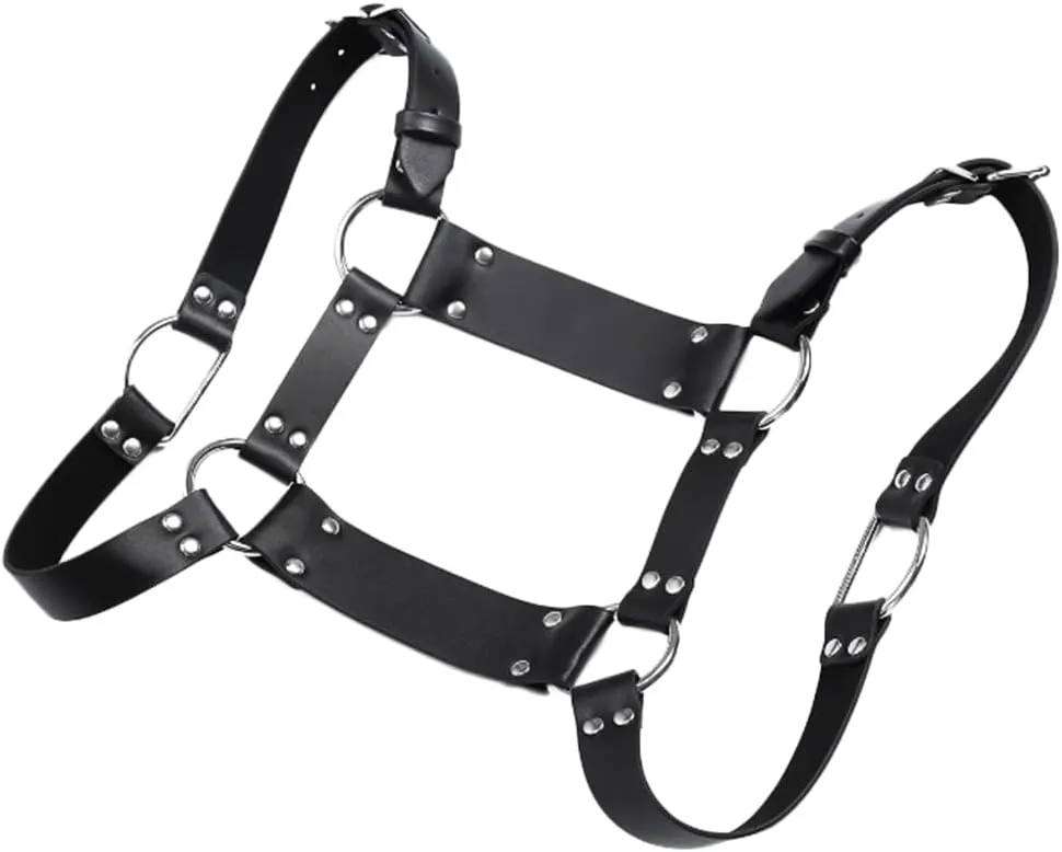 HSQSMWJ Men Leather Chest Strap Body Harness Belts Adjustable Clubwear Costume Props with Buckles Rave Sexy Punk