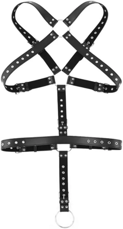 HSQSMWJ Men Leather Harness Adjustable Buckle Body Chest Garter Belt Cosplay Gay Clothing