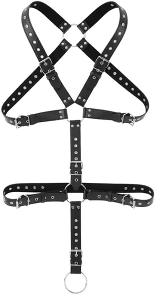 HSQSMWJ Men Leather Harness Adjustable Buckle Body Chest Garter Belt Cosplay Gay Clothing