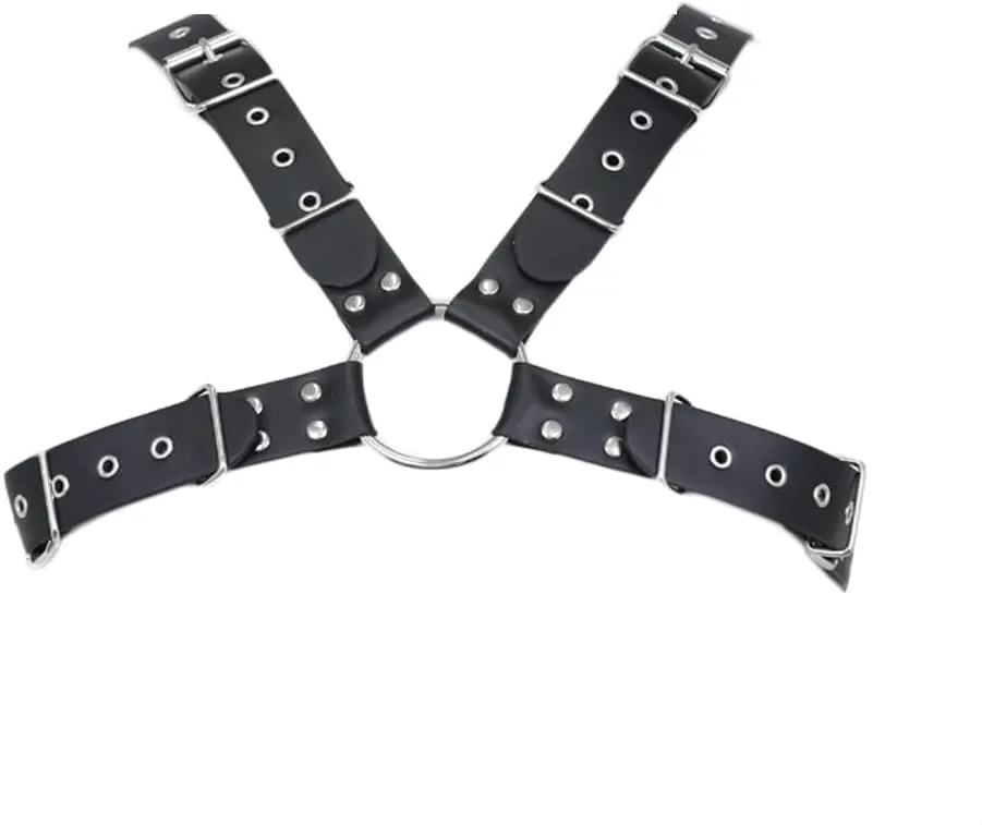 HSQSMWJ Men's Adjustable Leather Halter Body Chest Half Harness for Party Cosplay Nightclub