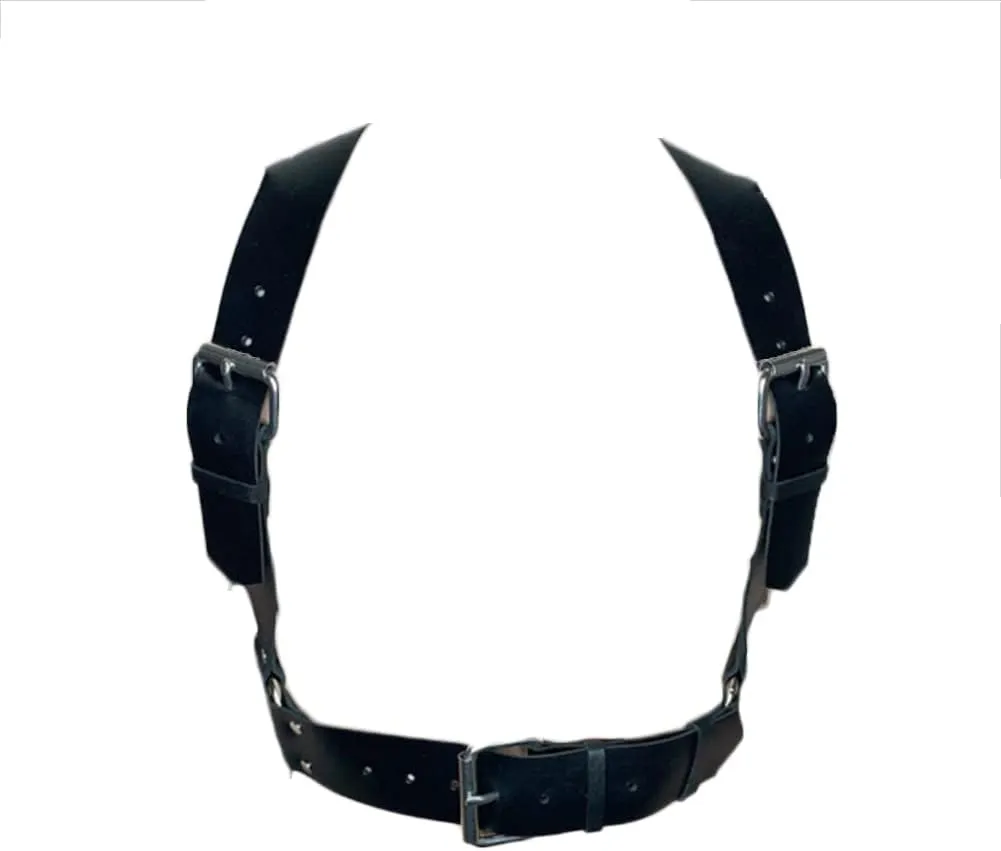 HSQSMWJ Mens Body Chest Harness Belt Punk Gothic PU Leather Shoulder Cage Strap Cosplay Clubwear Costume