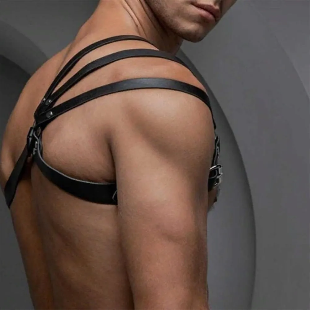HSQSMWJ Men's Leather Body Chest Harness Belt Adjustable Gay Interest Clubwear